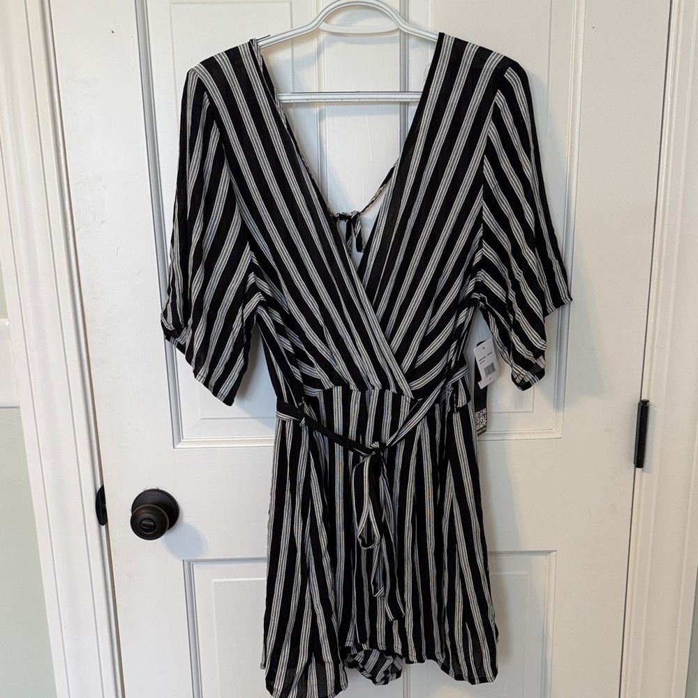 Trixxi Black and White Striped Romper